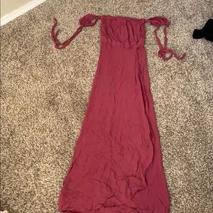 Vici long burgundy strapless dress